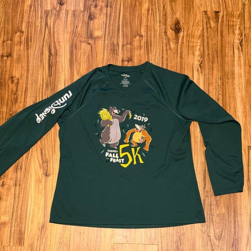 Disney 2XL XXL men women dark Green 5K run athletic Long Sleeve jungle book 2019